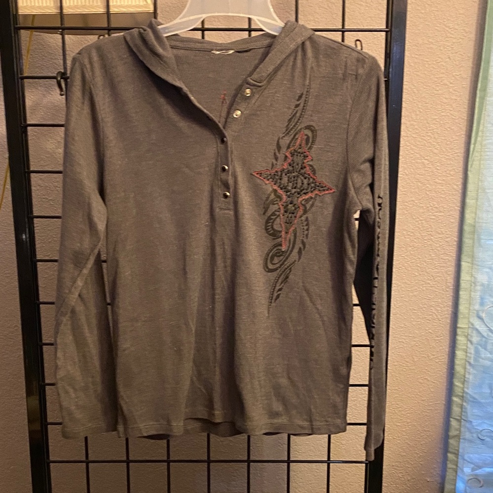 Harley-Davidson Gray Long Sleeve Top with Graphic